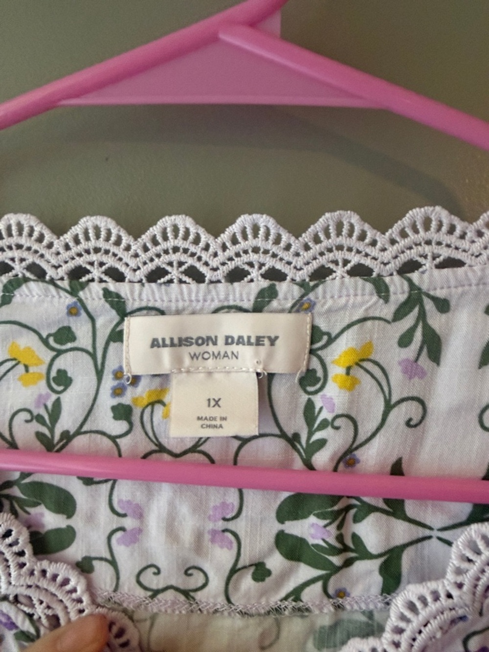 Allison Daley Light Lavender Floral Lace-Trim Top - Picture 3 of 3